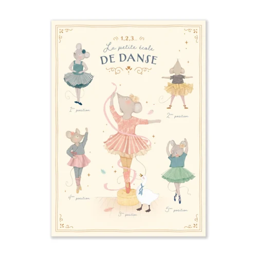 Moulin Roty - Plakat med dansemus 50x70 cm - La Petite Ecole de Danse