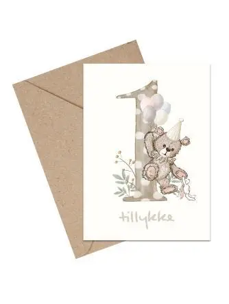 Tillykke talkort - 1 år A6 kort
