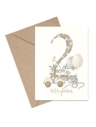 Tillykke talkort - 2 år A6 kort