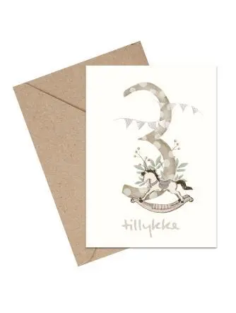 Tillykke talkort - 3 år A6 kort