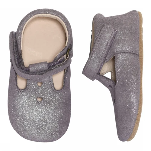 Mary Jane leather slippers - Purple Dove