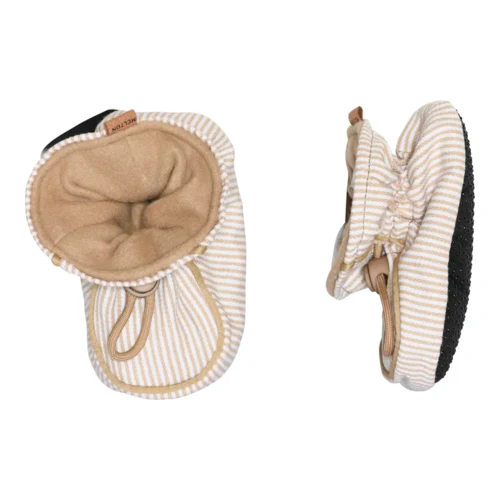 Striped textile slippers - Beige