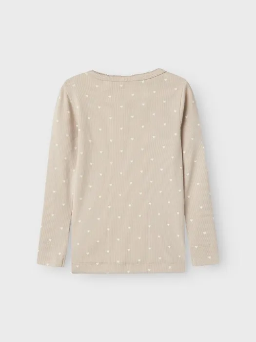 PRINTET TOP MED LANGE ÆRMER - Gray Morn