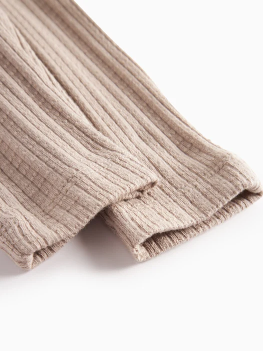 Piva, Pointelle Rib, bottoms, New Born - Soft beige