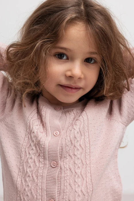 Totti, knitwear cardigan, Baby - Faded rose