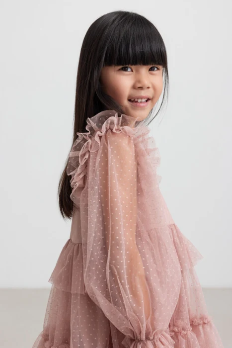 Tulle Dotty, dress, Kids - Faded rose