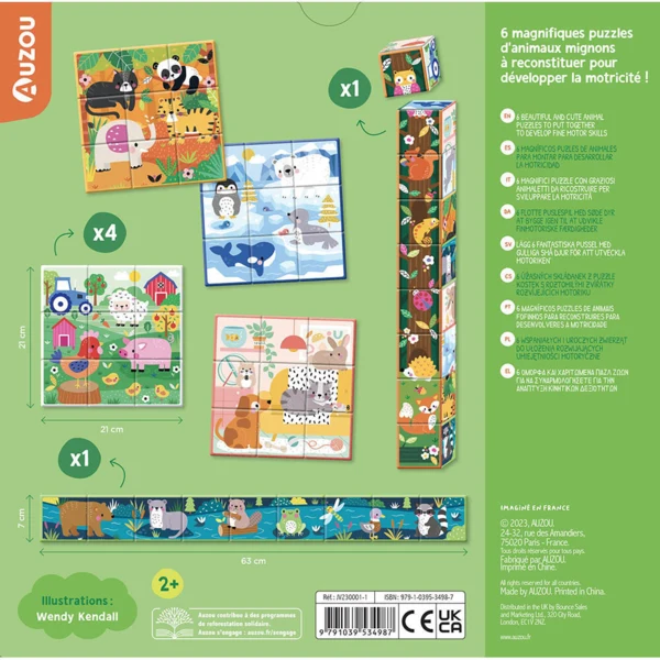 Auzou - Klodspuslespil 9 brk - Jungle og andre søde dyr
