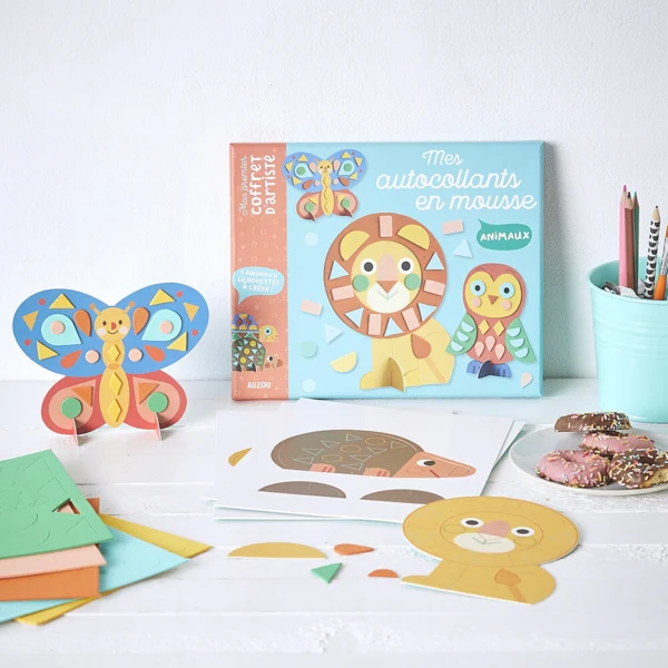 Auzou - Skum klistermærker - Dekorer dyrene