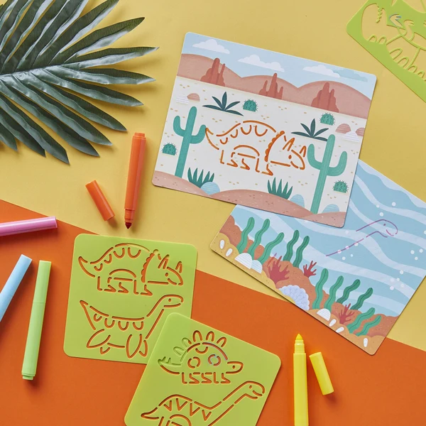 Auzou - Skum klistermærker - Farvelæg dinosaurerne