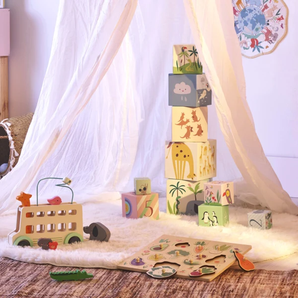 Vilac - Knoppuslespil 12 brk - Grøntsager af Sarah Betz