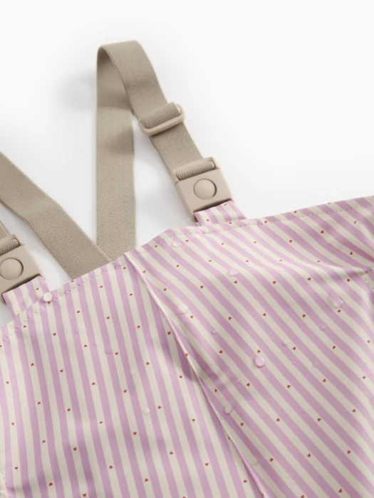 Oddy Sæt - Regntøj - Lyserød Stribet