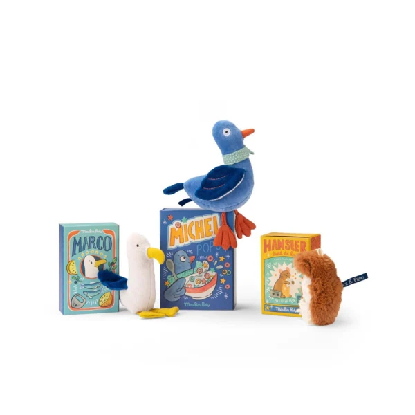 Moulin Roty - Tøjdyr med rangle - Duen Michel 20 cm - Puce & Pilou