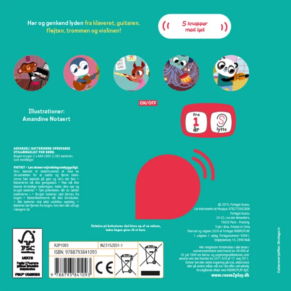 Forlaget ROOM2PLAY - Pegebog med lyd - Musikinstrumenter