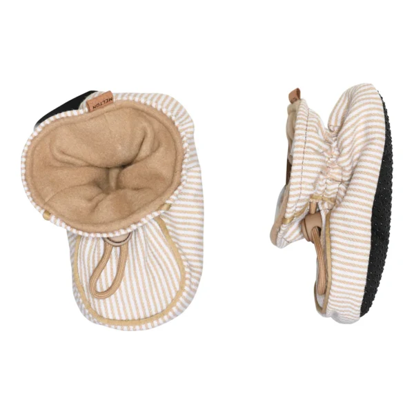 Striped textile slippers - Beige