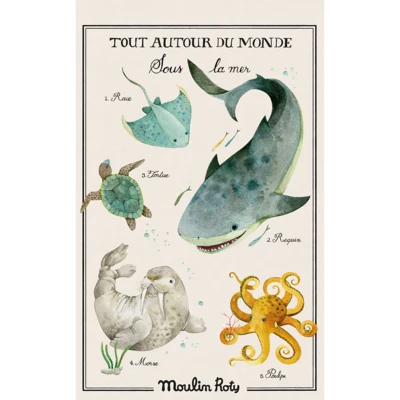Moulin Roty - Plakat - Tout autour du monde 50x70 cm - Sous la mer